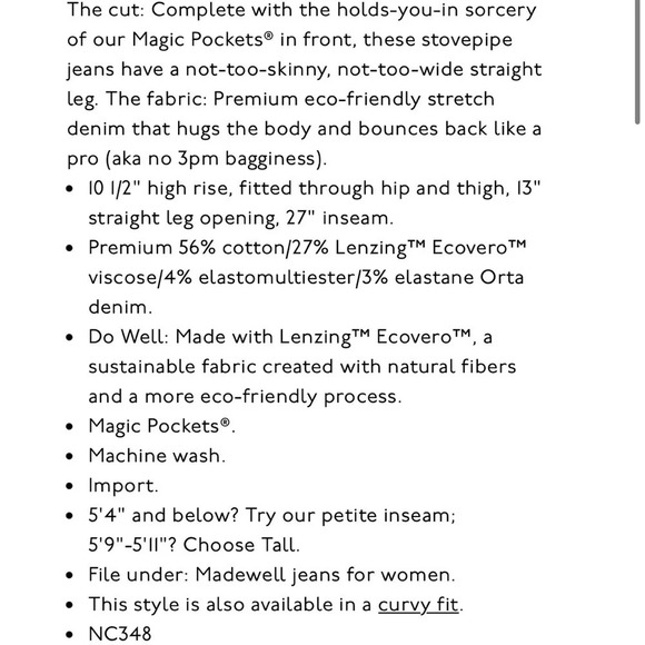 Madewell Stovepipe Jeans in Dearham Wash size 26 NC348 Holiday 2021 - Picture 8 of 15